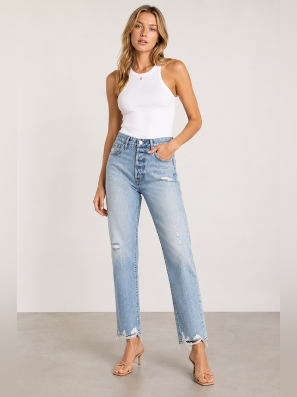 FRAME Le Original Clash Distressed Straight Leg Jeans 26